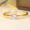 Exquisite Three Color Available Round White Zircon Solitaire Band Ring for Women Daily Wear and Wedding