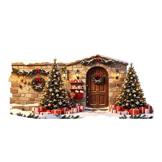 Snow Scene Sticker Christmas House Wall Sticker, Removable Self-Adhesive Decoration Decal Decal, PVC Waterproof Decorative for Holiday Window Stickers