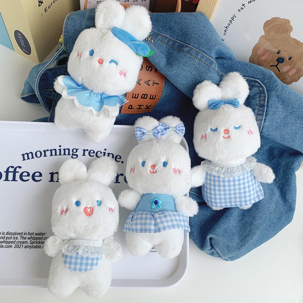Adorable Blueberry Bunny Plush Toy With Lace Apron Soft Stuffed Animal Doll