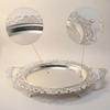 Serving Platter with Feet Silver Handles Floral Ornate Metal Tray for Hosts,