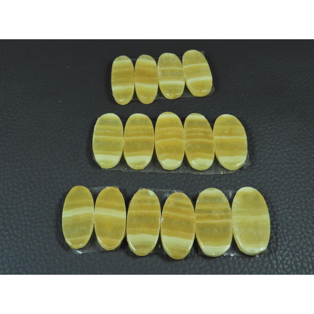 Natural Yellow Lace Agate Matched Pair Oval Cabochon Gemstone 07 Pair Lot C-3991