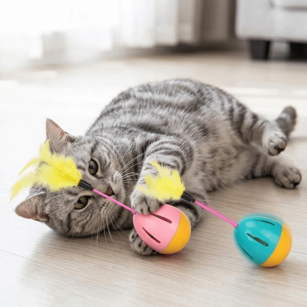 Round Tumbler Tumbler Cat Feeder Toy Interactive Kitten Play Toy Boredom Relief For Cats