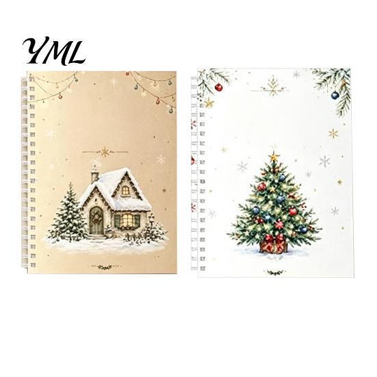 Greeting Card Collector Album Christmas Gift Book, 8x6 Inch Spiral Bound Holiday Keepsake Booklet, Thick Paper Organizer Merry for Xmas Party Supplies