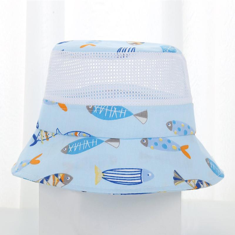 Kids Cartoon Fish Mesh Sun Hat With Breathable Cotton For Summer Outdoor Play