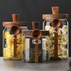With Wood Spoon Glass Sealed Containers with Wooden Lid Food Storage Canister  Household