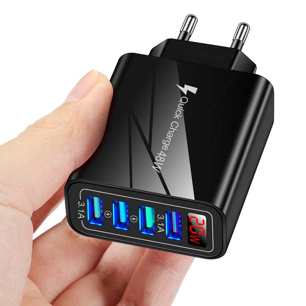 Multi-Port USB Charger with Digital Display - EU/US/UK Compatible