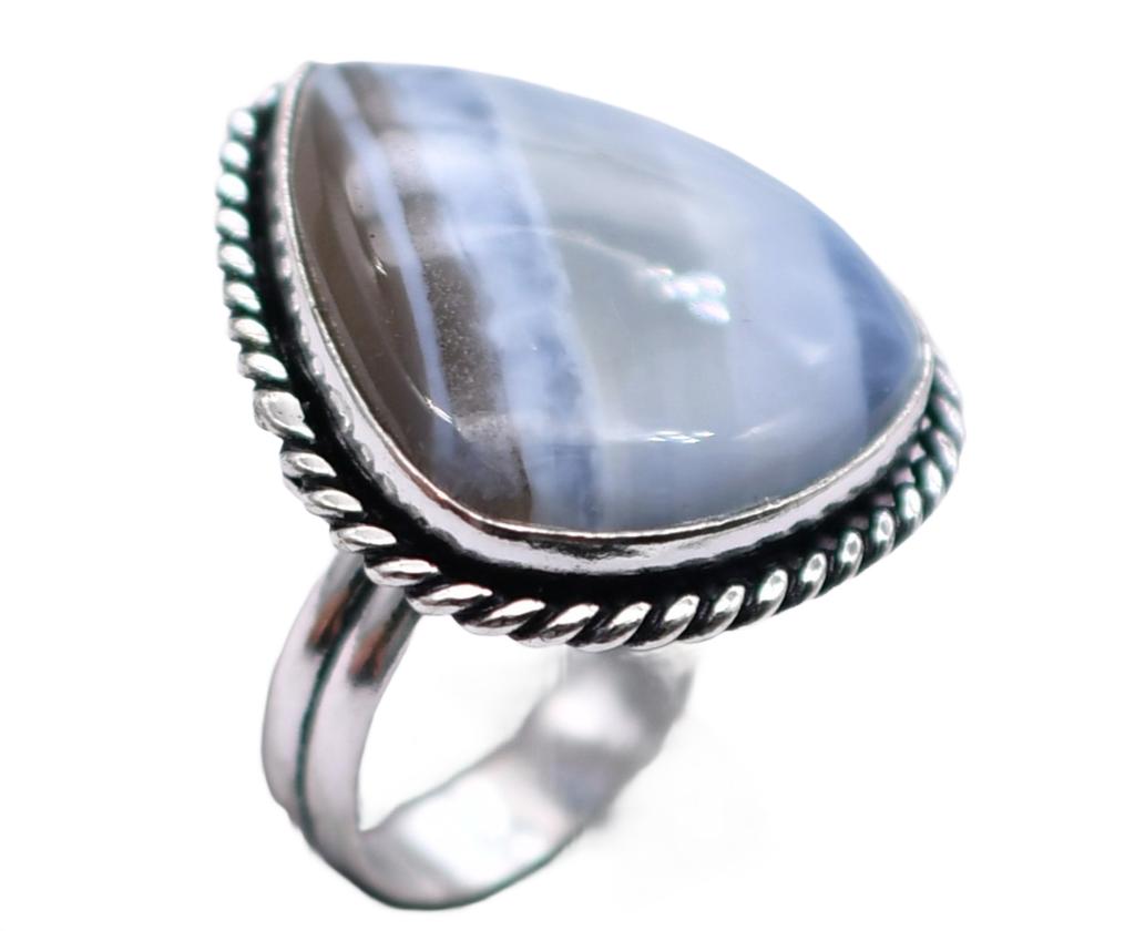 Owyhee Opal Natural Gemstone Antique Silver Plated Ring US Size-9 R 5224