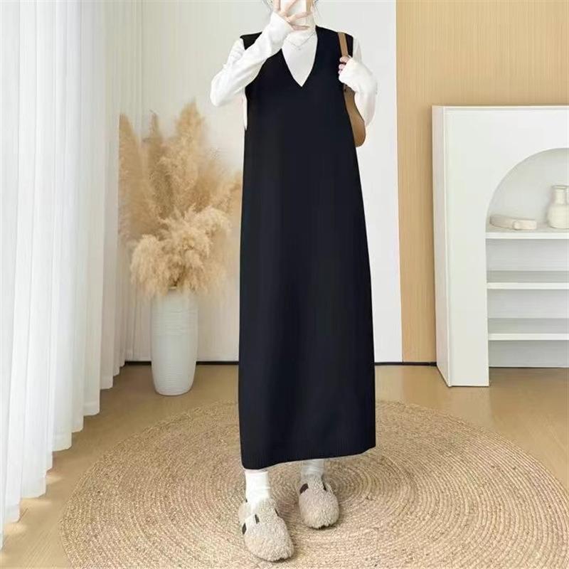 Vest vest dress women's autumn and winter new high-end fashion straight white sweater long skirt