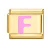 Vintage Y2K Pink 26 English Letters Gold Color Italian Charm Links Fit 9MM Bracelet Stainless Steel Making DIY Christmas Gifts
