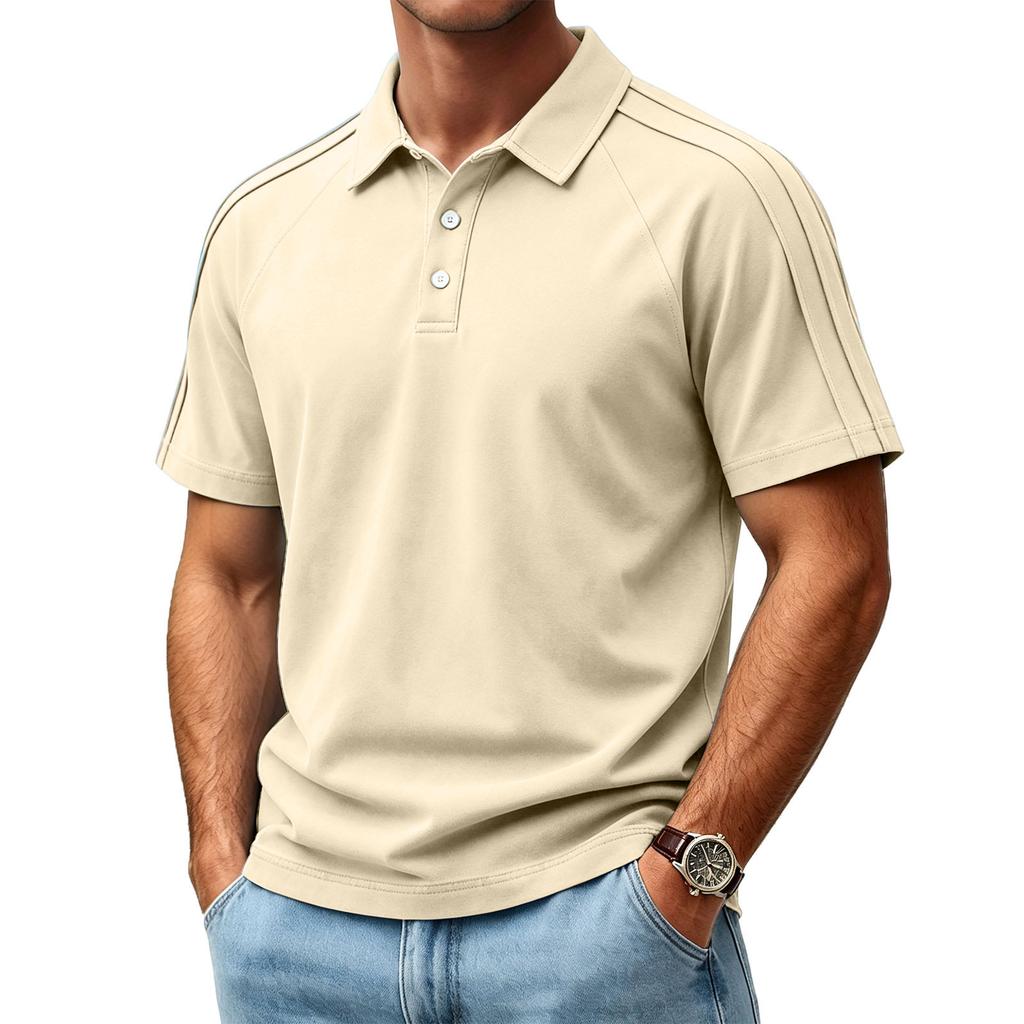 Men's Casual Lightweight Breathable Short Sleeve Polo Shirt with Classic Collar and Button Placket Suitable for Everyday Wear