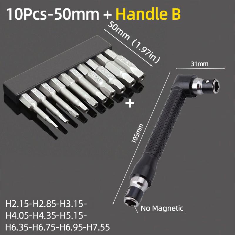 Set de biți magnetici pentagonali cu gaură Hex 1/4" Oțel S2 50mm Security Torx Biți de găurit Cheie cu clichet Unelte de mână