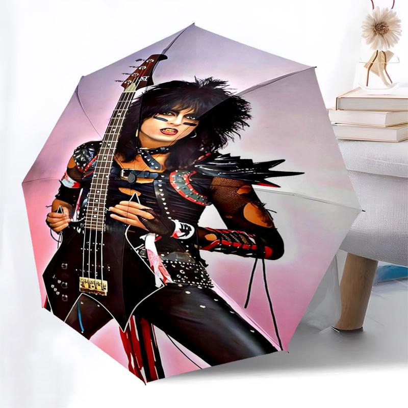 Guitarist, HeavyMetal Themed Automatic Opening and Closing Umbrella, Compact Travel Umbrella, Lightweight and Portable, Suitable for Beach C