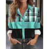 Fashion Multicolour Geometric Splicing Pattern 3D Print Women's Long Sleeves Shirt Autumn Women's Holiday Shirt Women's Clothing