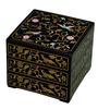 J-kitchens 3-Tiered Jubako (6.5-inch) Square Box, Black Phoenix Design, 19.5cm X 19.5cm X 16.5cm, Made In Japan