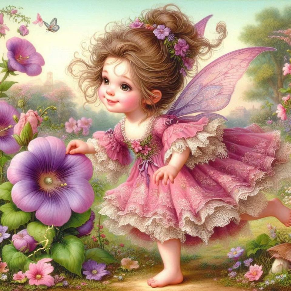 Diy Full Round Square Mosaic Art Cartoon Elf Diamond Painting Set New Product Arrived Flower Elf Girl Embroidery Decoration