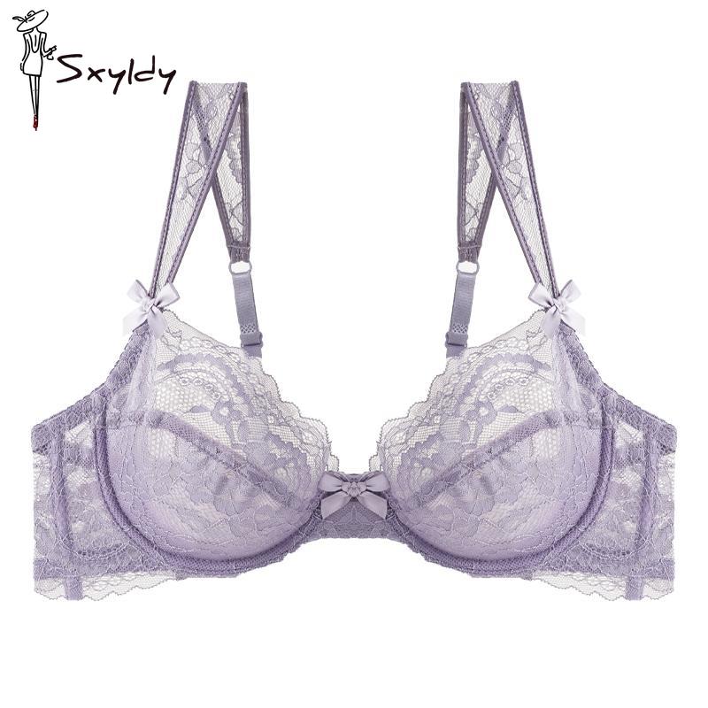 Letní ultratenké krajkové květinové podprsenky Dámské sexy spodní prádlo Francouzská romantická push-up podprsenka S mašličkou Dámské prodyšné podprsenky