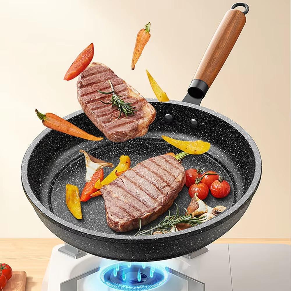 Non Stick Stir Fry Pan Flat Bottomed Saucepan Multipurpose Frying Pan  Steak