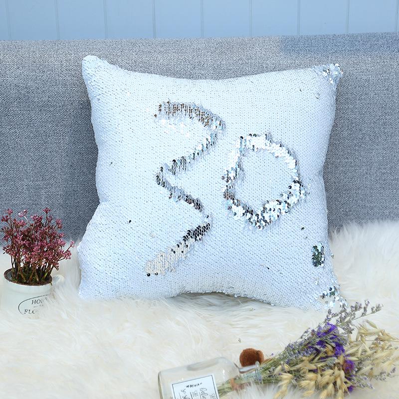Sequined Pillowcase Contrasting Color Digital Series Cushion Cover Car Sofa Bedside Cushion Cover