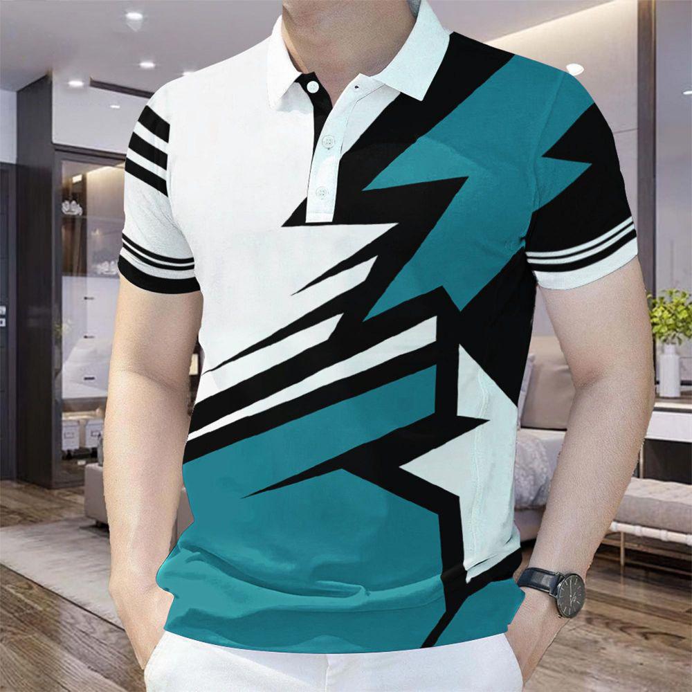 Deer Nature Print Short Sleeve Polo, Casual Outdoor Essential