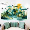 Removable Mountain Forest Murals 2Pcs Watercolor Wall Sticker, Peel And Stick Landscape Decal, PVC Waterproof Scenery Indoor Outdoor Window
