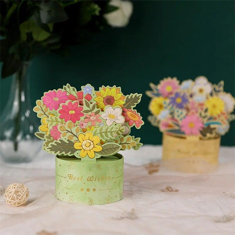 Creative 3D Pop-Up Bouquet Card G Craft Blahopřání Dárek ke Dni matek Valentýna Narozeniny Výročí Papír Holding