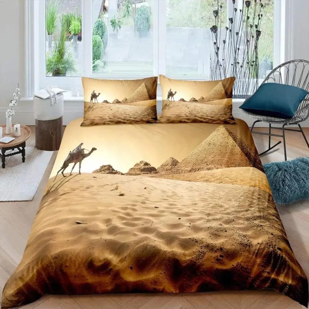 Set Biancheria da Letto Piramidi Egizie Antiche Copripiumino Biancheria da Letto King Singolo Matrimoniale Queen Doppio Poliestere Copripiumino