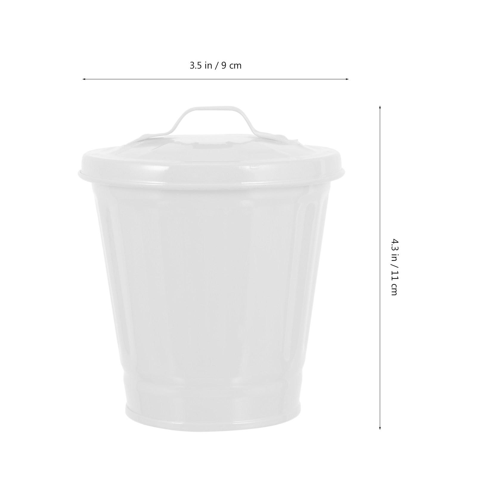 

1Pcs Adorable Waste Container with Lid Functional Desktop Trash Can for Kitchen Study Room Flower Pot Organizer Bin білий