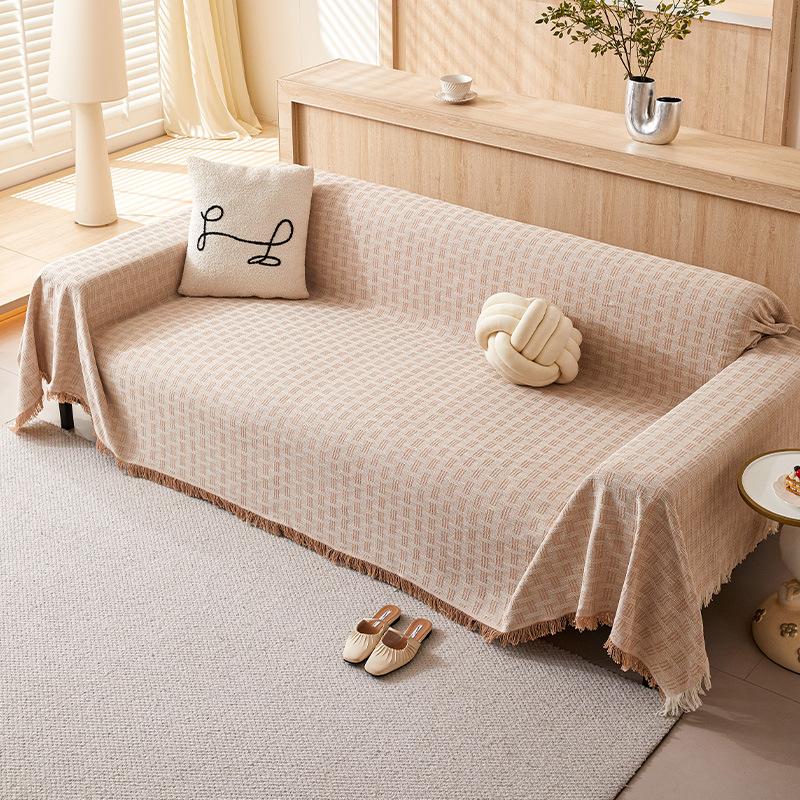 Sofa Towel With Full Coverage Cream Wind Blanket Universal Sofa Cover All Season Universal All Inclusive Non-Slip Sofa Blanket