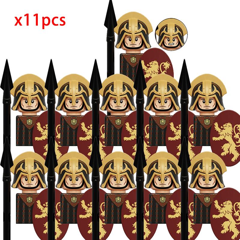 MOC Creative Medieval Game Valley Kinghts Ailin Guard Figures Warrior Armored Soldiers Army Weapons Helmet Blocks Bricks Toys