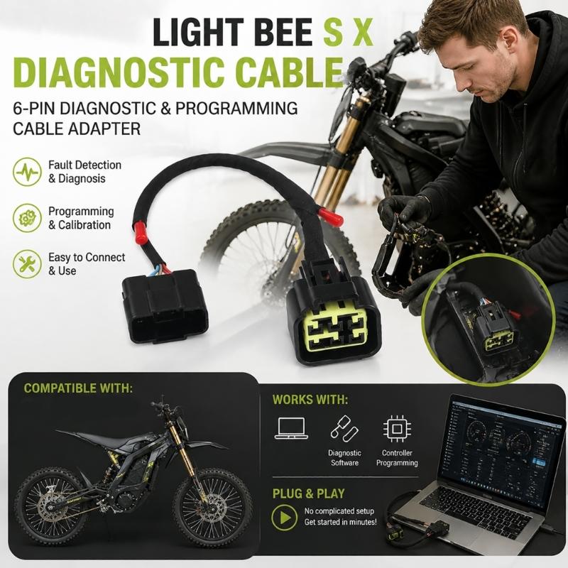 Motorfiets Programmeerkabel Adapter 6-pins Service Kabelboom voor Surron Licht Diagnostische Toegang, Circuitcontroles en Routine Elektrische Fiets Onderhoud