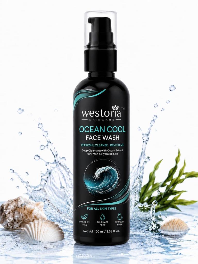 Ocean Cool Face Wash with Ocean Extract for Deep Cleansing | Refreshing & Hydrating Care, Helps Remove Dirt | Oil & Impurities | Suitable for All