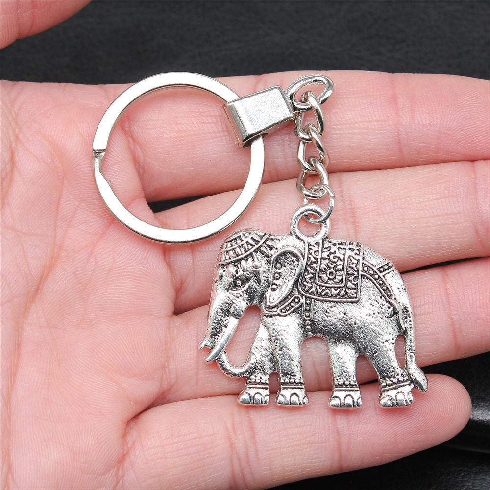 Elephant Horse Animal Duo Pendant Antique Bronze Metal Keychain with 30mm Ring for Students Hot Sale