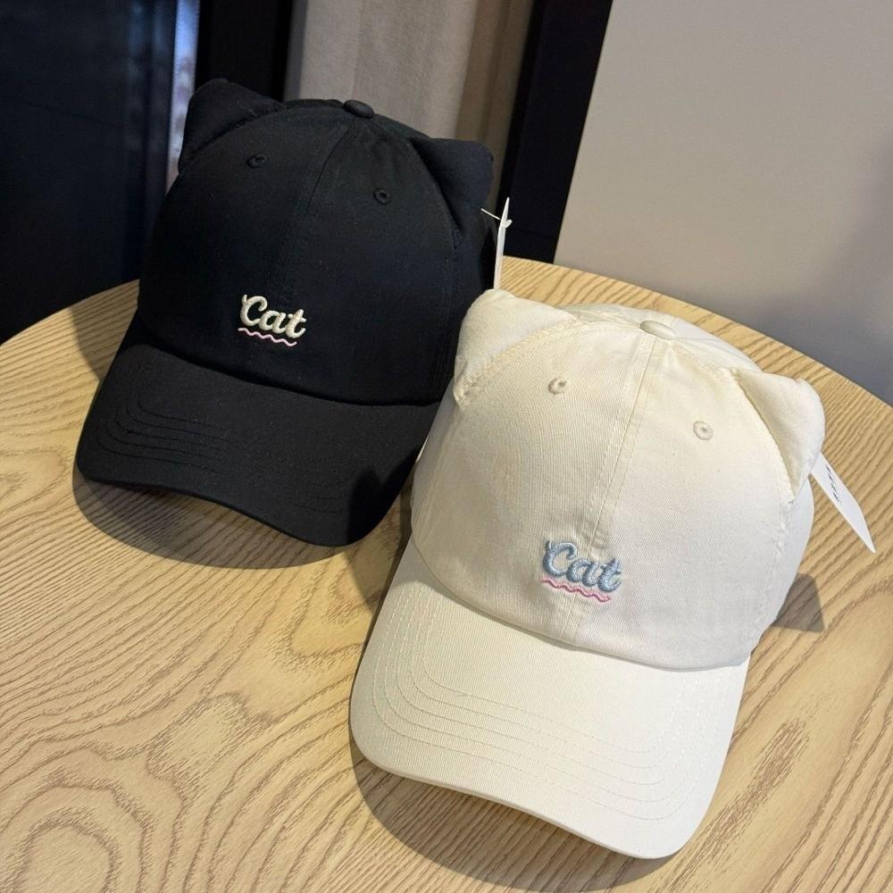 3D Cat Ear Cat Ear Baseball Cap Wide-brimmed Breathable Korean Style Baseball Cap Embroidery Letter