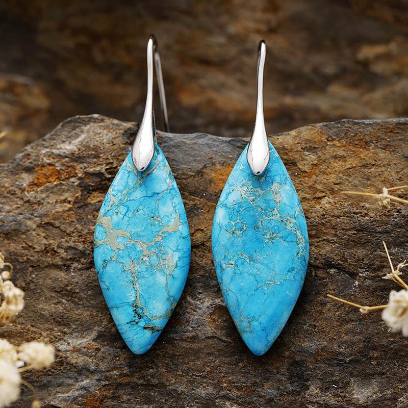 Bohemian Emperor Stone Leaf Pendant Earrings Popular Jewelry
