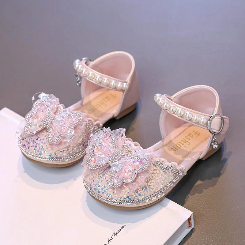 Summer Roman Sandals Fashion Bow Sequins Beads Comfortable Everyday Children s Cute Casual Flat Walking Shoes Mujer 36