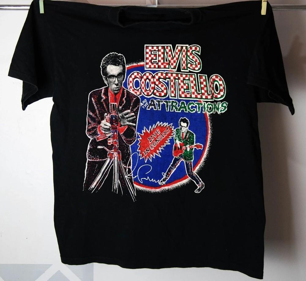 Style Elvis Costello & The Attractions Shirt Black Unisex S-5XL MZ109 Unisex T-Shirt L