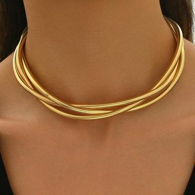 1 szt. Prosty Wszechstronny Naszyjnik Łańcuszek Wężowy, Metalowy Design Modna Biżuteria Dla Kobiet, Odpowiedni Do Codziennego Noszenia, Spotkań Towarzyskich I Zgromadzeń