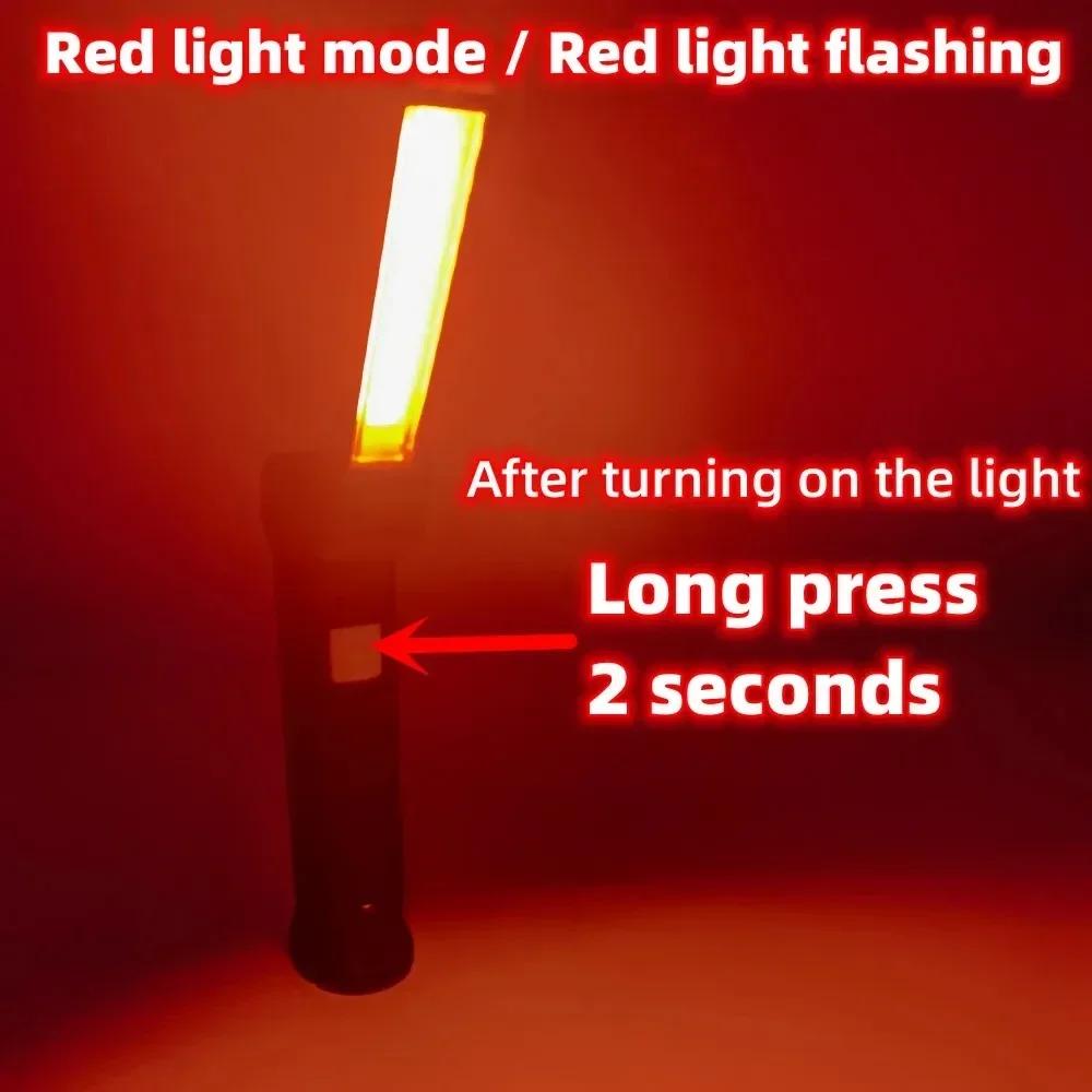 COB LED Folding Work Light 18650 Type-c Rechargeable Lantern Waterproof Magnetic Flashlight Emergency Repair Lamp Camping Torch