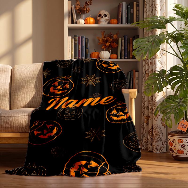 Halloween Custom Flannel Blankets Soft Warm Cozy Throws for Home Decor Holiday Gifts