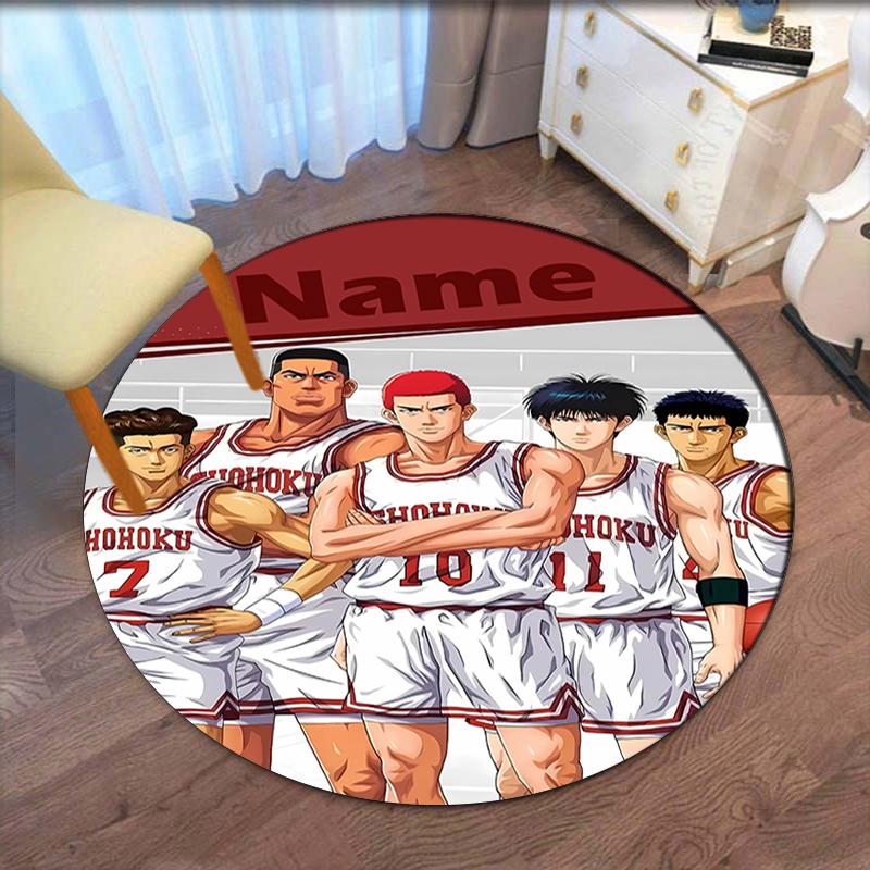 Custom Name Slam Dunk Printed Round Rug Carpet Chair Rug Area Rug Entryway Doormats,for Office Chair Living Room Bedroom Kitchen Room.