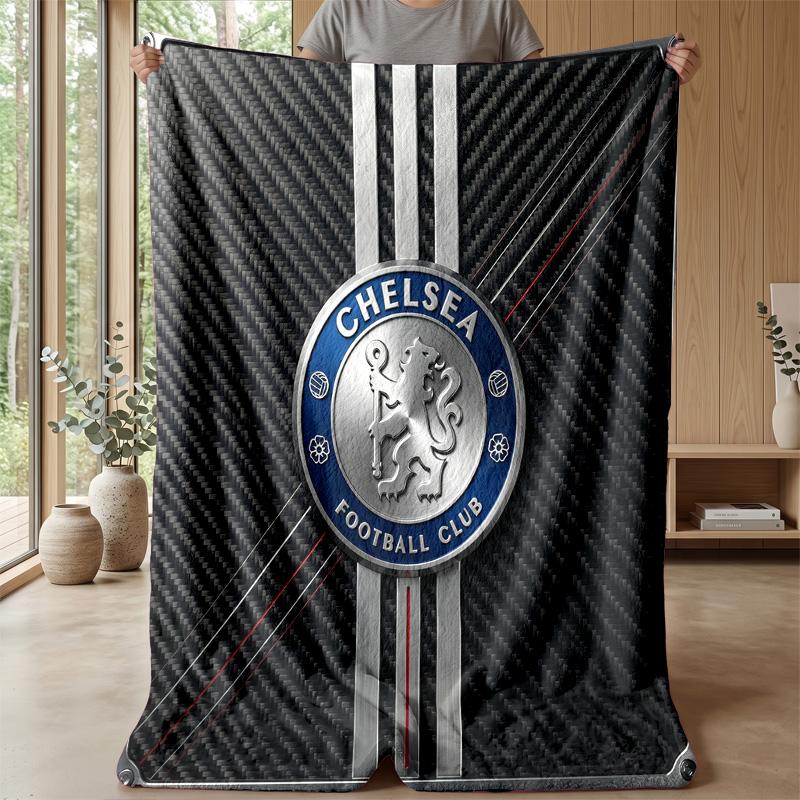 Chelsea FC Theme Blanket Soft Flannel Blanket Plush Throw Blanket Cozy Sofa Bed Blanket for Home Decor