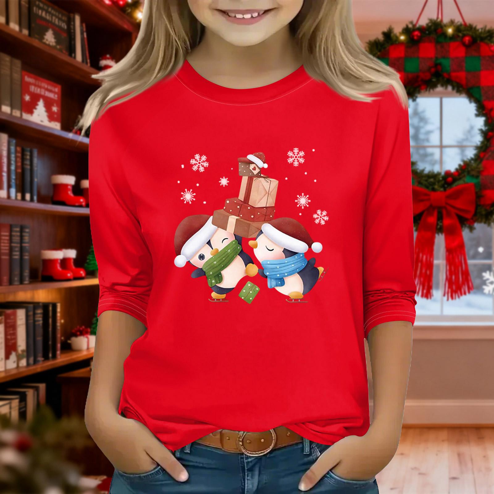 

Принтованные топы для девочек-подростков, футболки с круглым вырезом и рукавами 3/4, модные топы для наряда 120