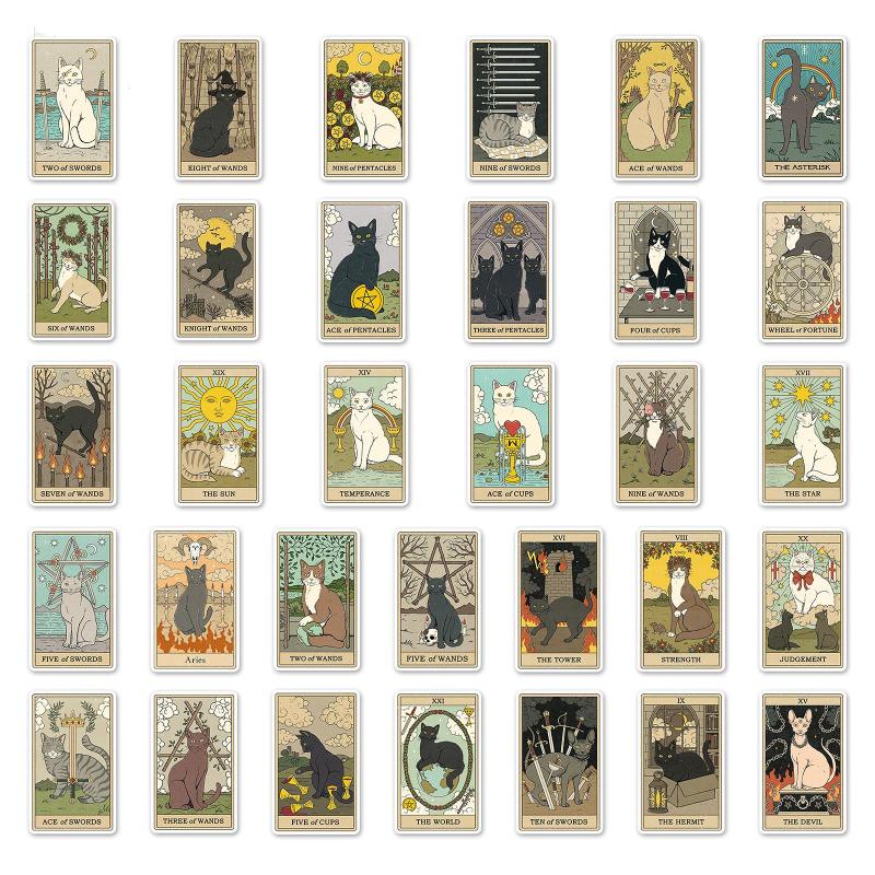 62PCS Cartoon Tarot Card Stickers Divination Aesthetic Car Skateboard Laptop Phone Graffiti Sticker Decal Kids DIY Toys