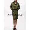 Spring New Suede Texture Mid Waist Midi Dress 4344156 Pilot Jacket Outwear 4344155