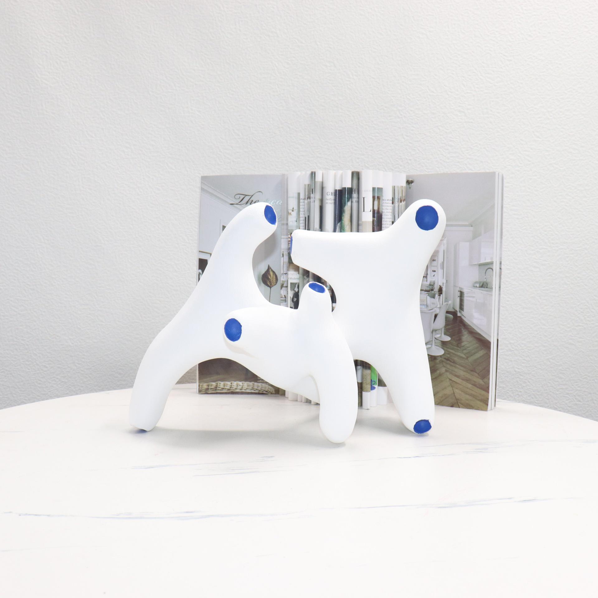 Modern Minimalist Blue White Geometric Desktop Ornament for Creative Spaces