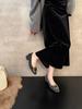 2025 autumn new metal square buckle light mouth single shoes women's thick heel square head commuting Mary Jane shoes