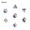 7 Pcs Blue Golden Number Sharp Edge Resin Dice Polyhedral Dice Suitable For Role-Playing Dice PropBoard Game