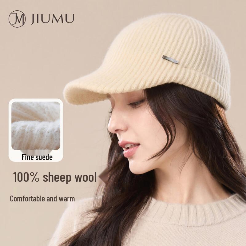 JIUMU Women's Pure Wool Winter Knit Baseball Cap