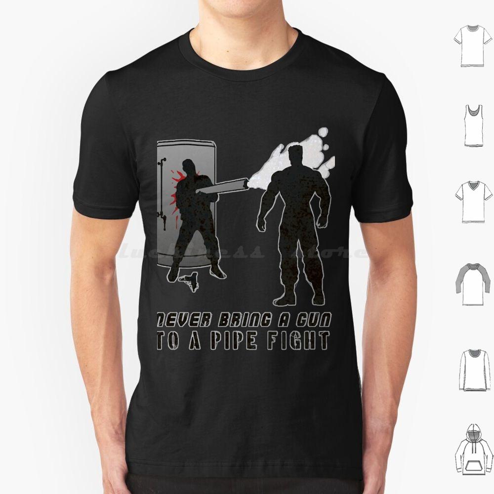 Never Bring A Gun To A Pipe Fight T Shirt Cotton Men Women DIY Print Movies 1980s 80s Action Arnold Bodybuilding Commando S