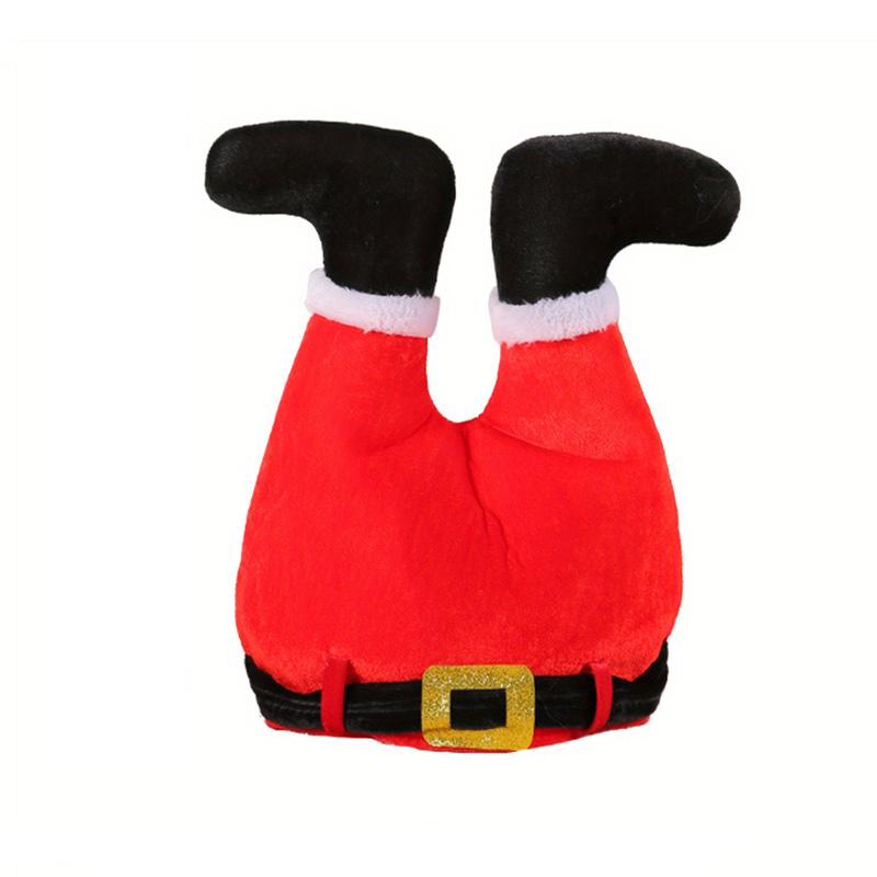 1PC Funny Hats Party Hats Christmas Hats Unisex Santa Pants Hat Vibrant Red Elf Santa Hat Costume Accessories Long Striped